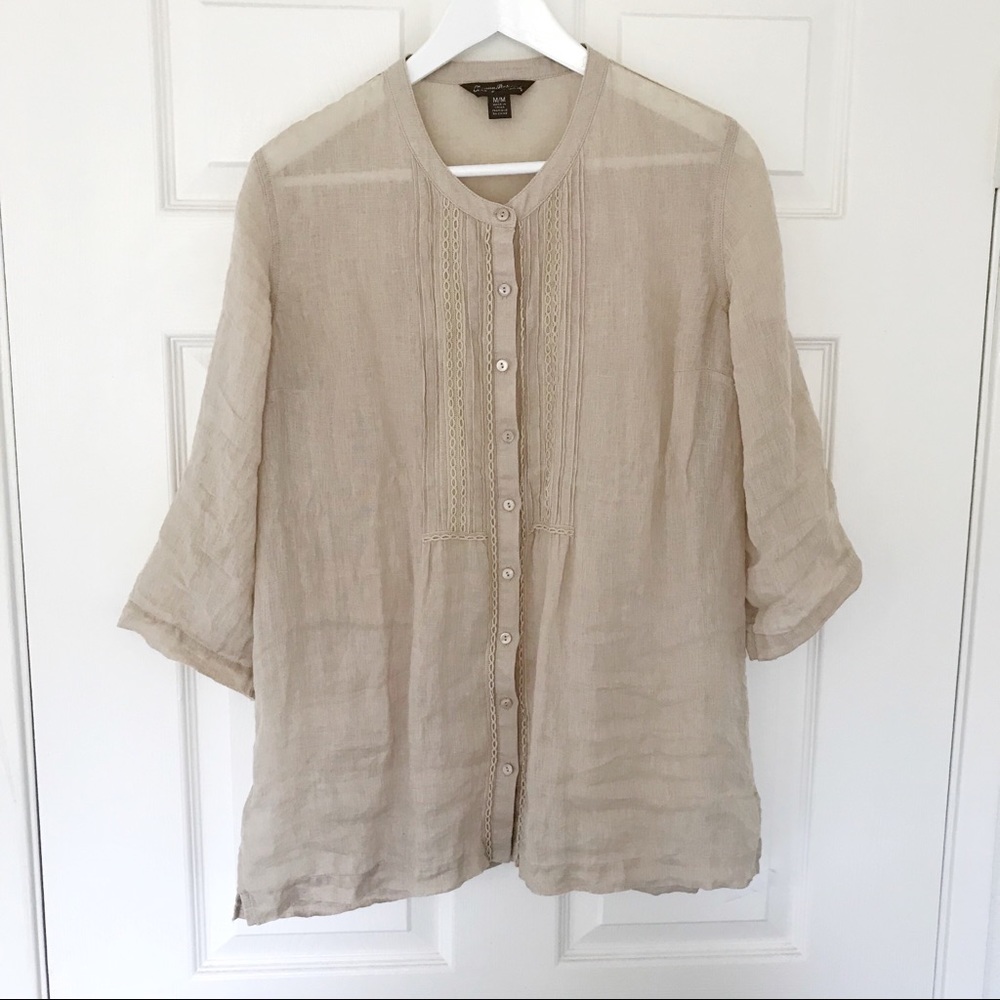 Tommy Bahama Embroidered Linen Blouse, Size M